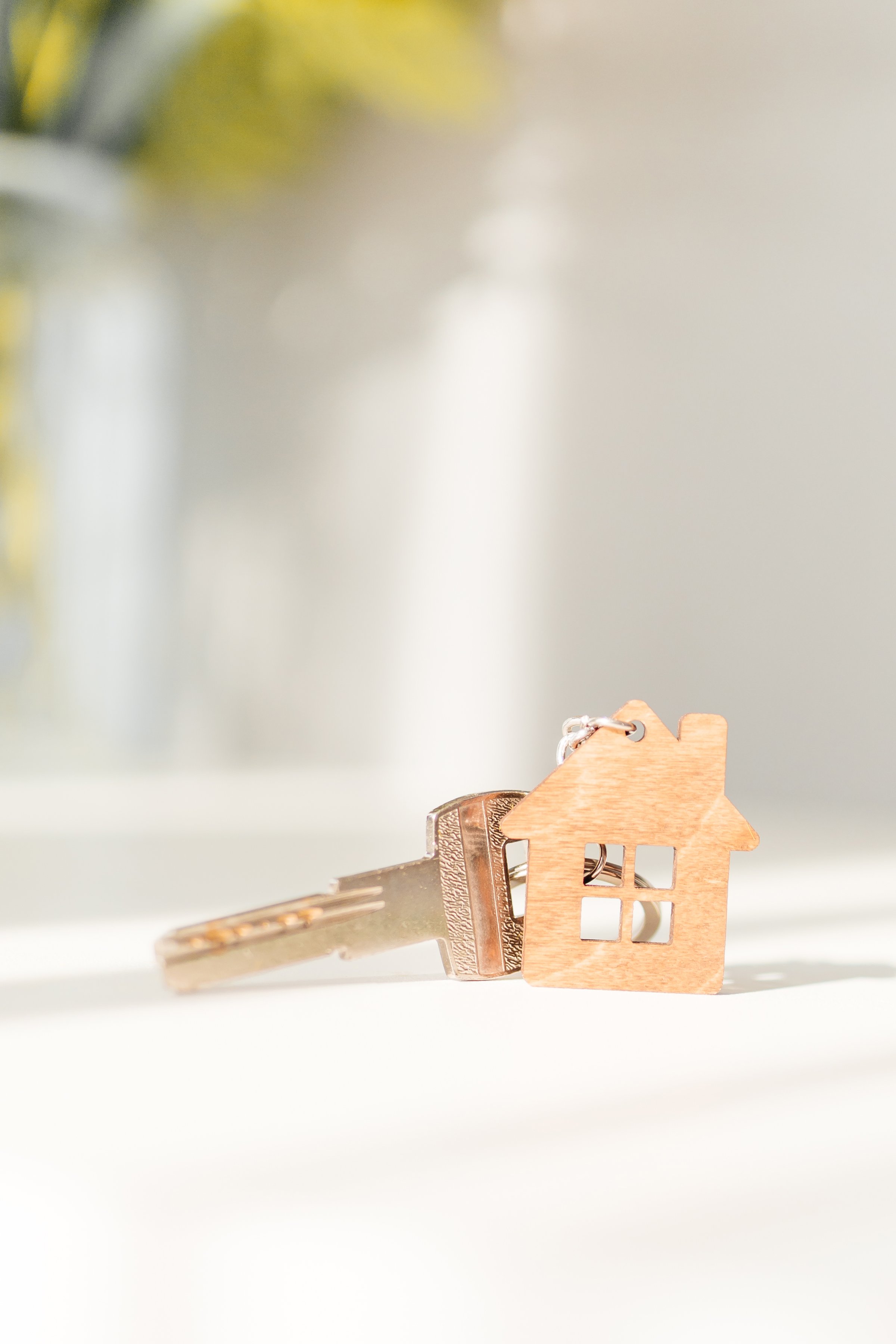 The key to the new house and a keychain in the form of a house