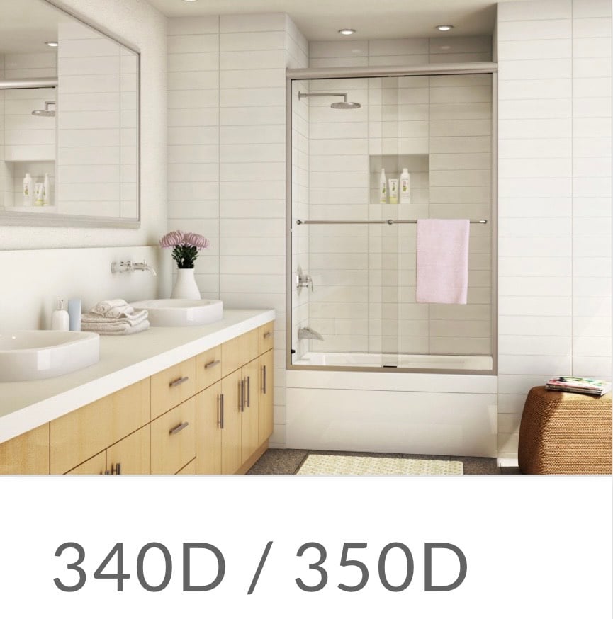 Model 340D / 350D sliding tub shower enclosure