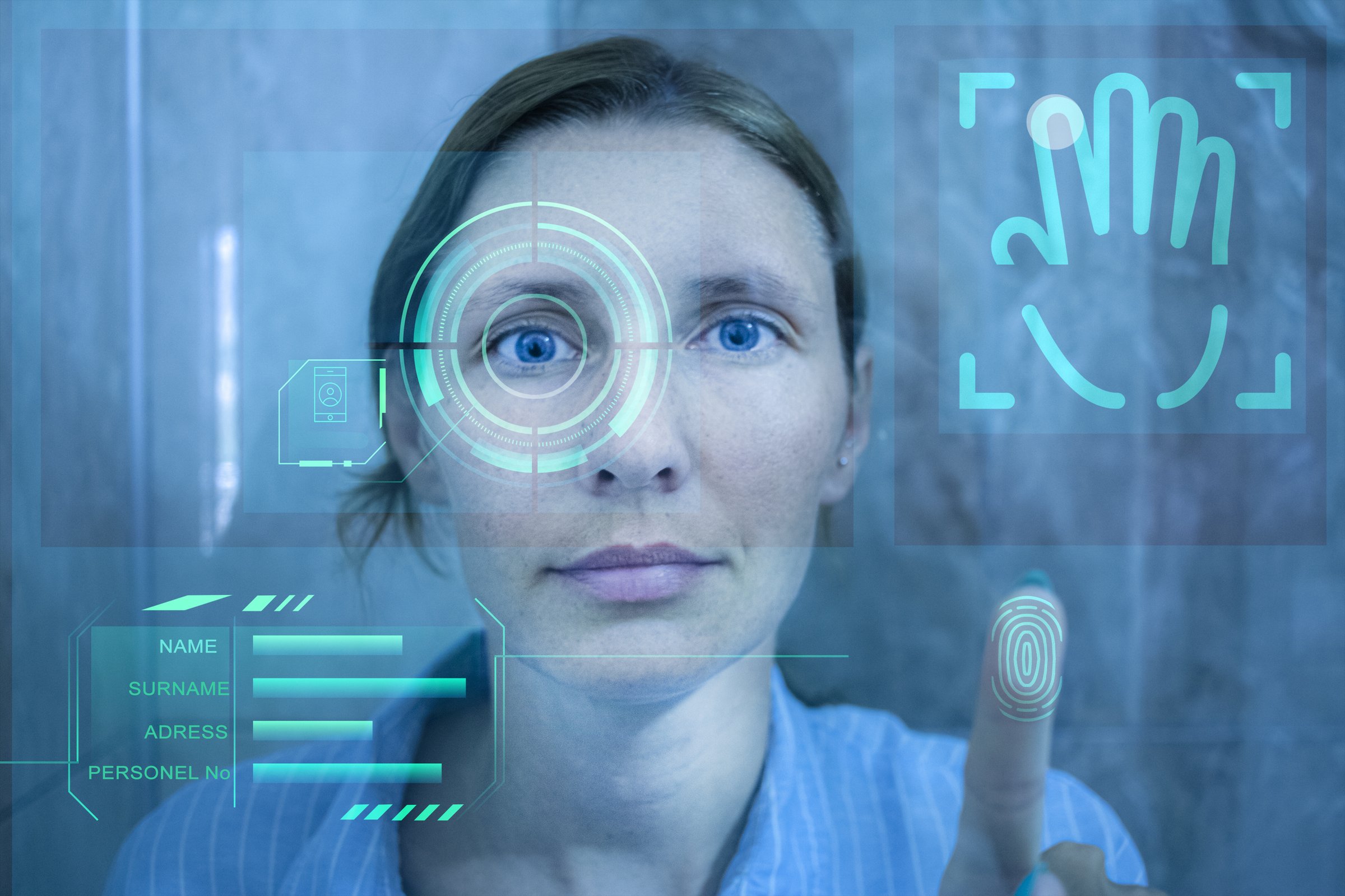 Face Recognition. Biometric Authentication . High quality photo