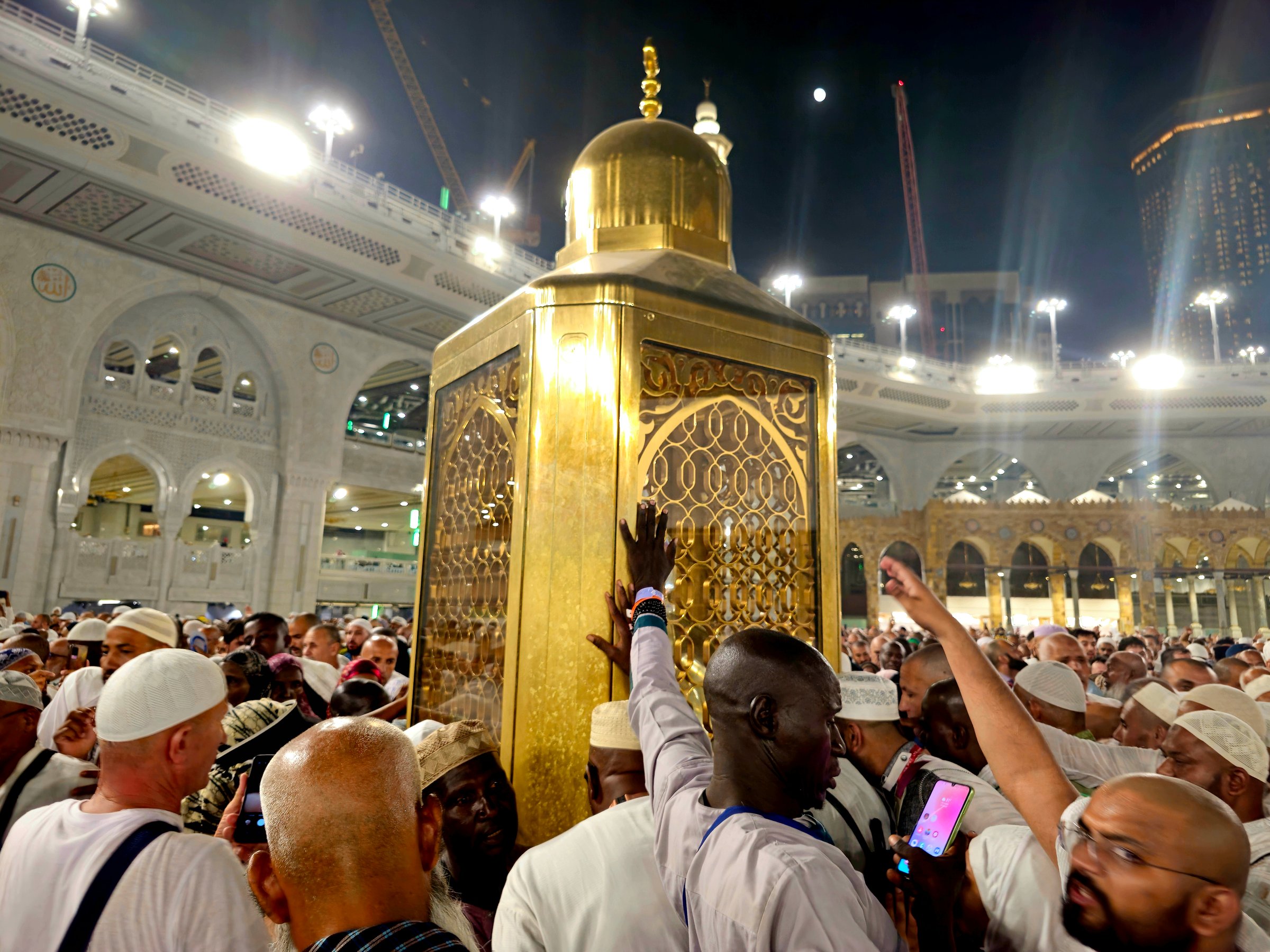Mecca, Saudi Arabia, June 20 2024: Maqam Ibrahim or Station of Abraham, a small square stone  associated with Ibrahim and Ismail and their building of the Kaaba in the Great Mosque of Mecca Makkah