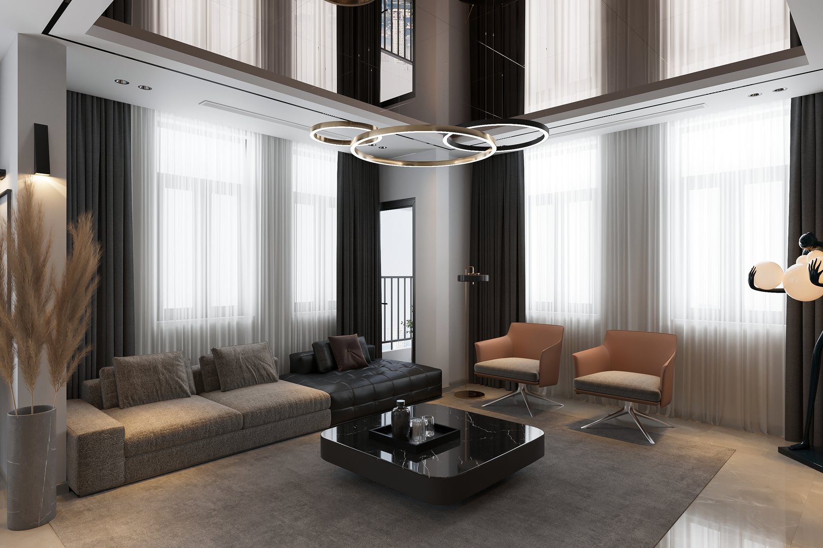 Interior design Big modern room with amazing decent decore