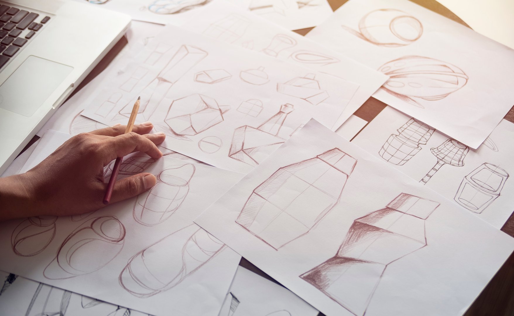 Production designer sketching Drawing Development Design product packaging prototype idea Creative Concept