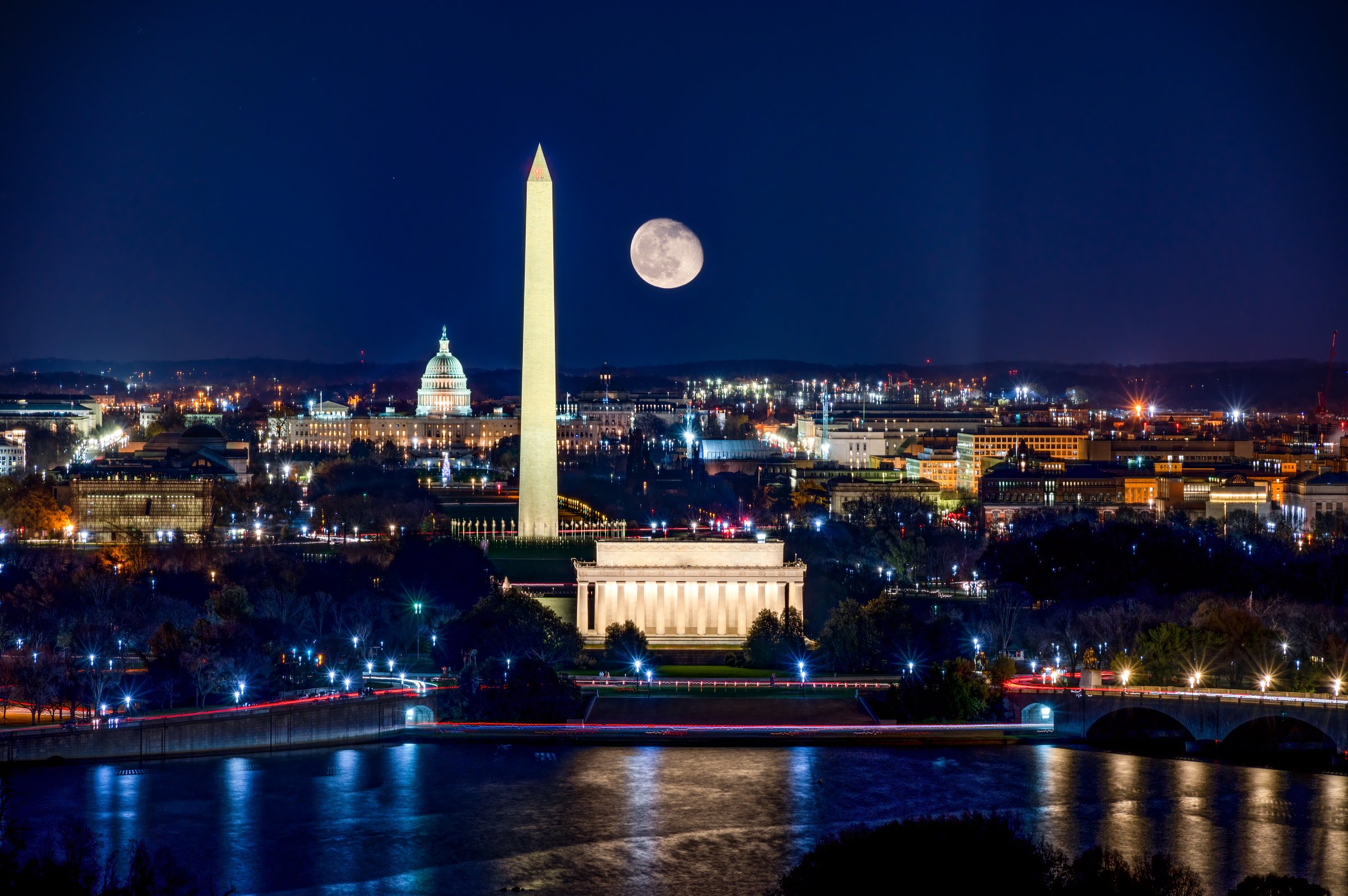 Aerial view of Lincoln Memorial in Washington DC