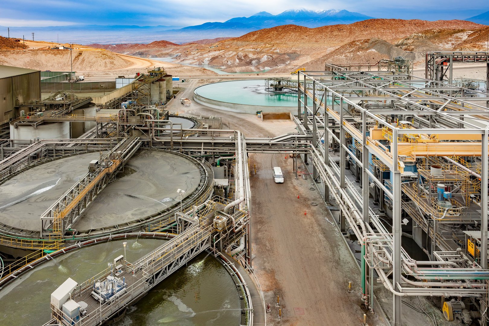 The water treatment facility at a copper mine and processing plant.