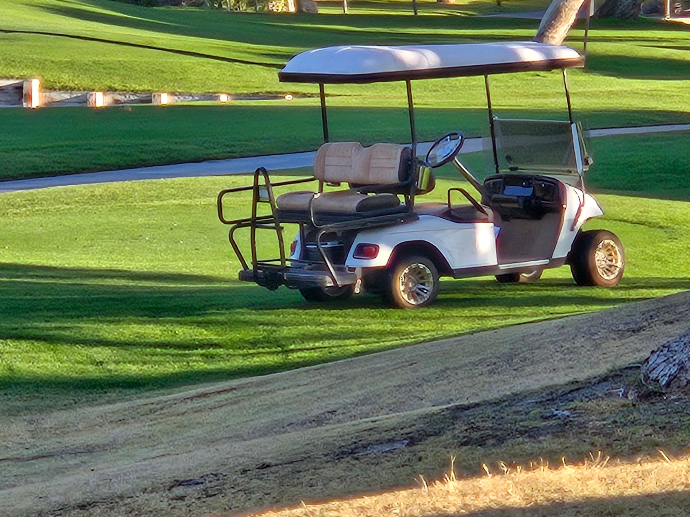 Golf course with path and cart