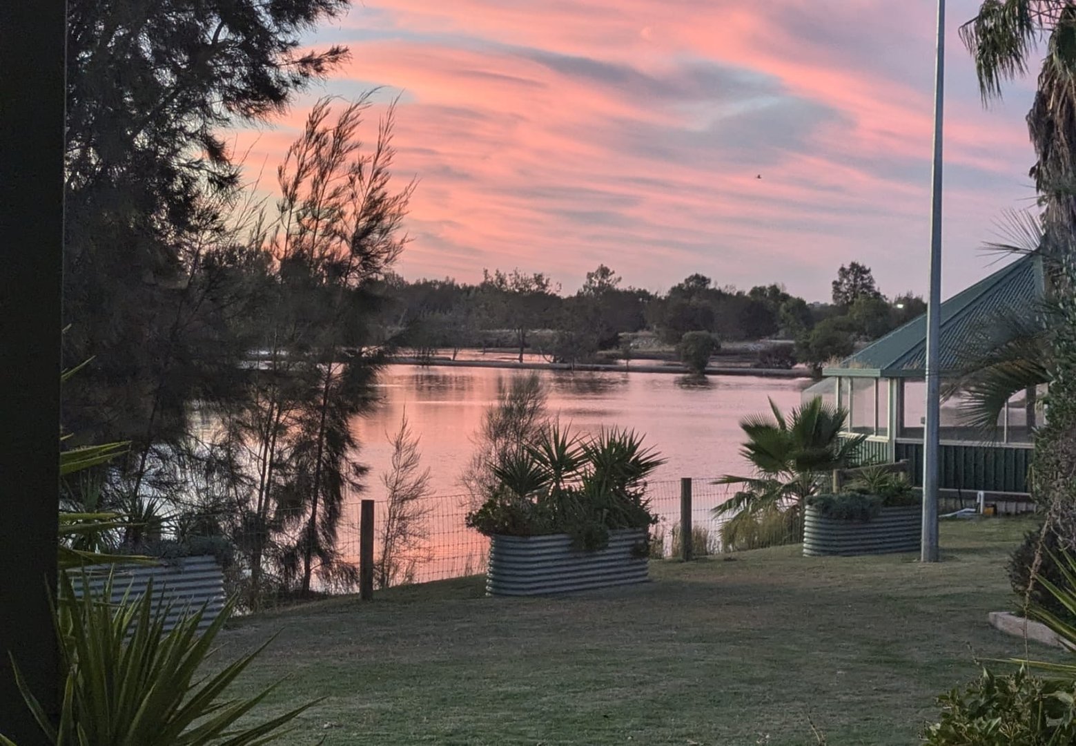 Stunning sunset view over freshwater ponds at Ponds Bistro Baldivis