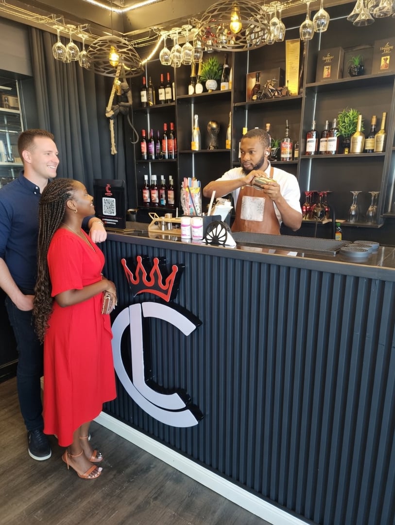 Elegant lounge seating area with ambient lighting