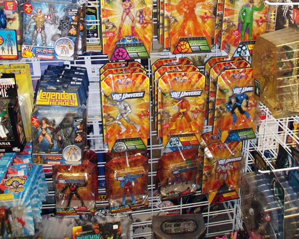 Retro TV with toys and action figures