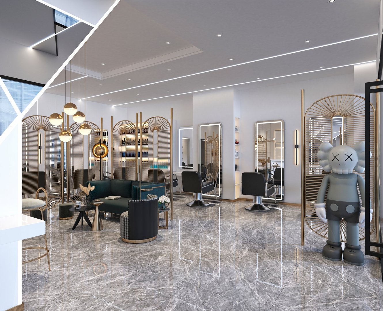 Luxurious elegant salon environment