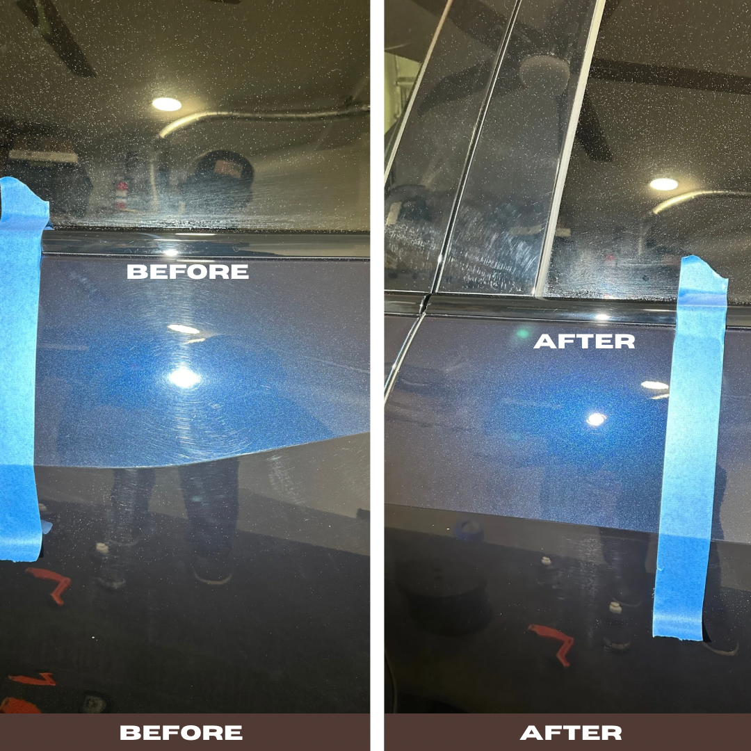 Swirl mark removal revealing flawless paint finish