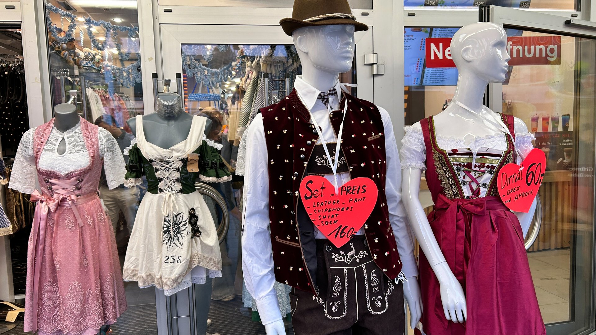 Bavaria, Germany - September 20, 2024:Traditional regional costumes in a shop in the Munich shopping centre