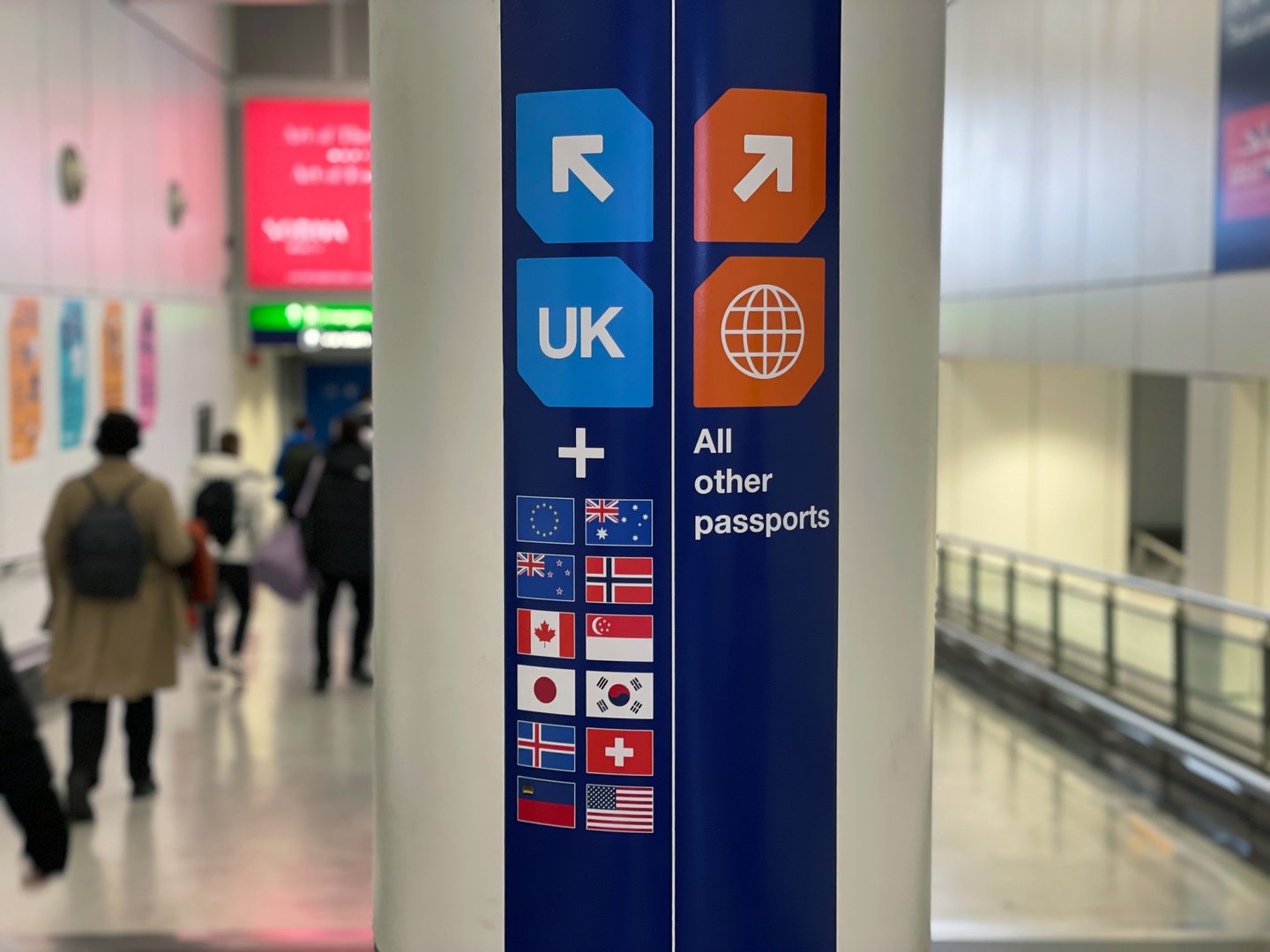 London, England - March 10 2024: Passport Control and the United Kingdom, UK Border Control at Heathrow Airport, London, England, Great Britain, Europe