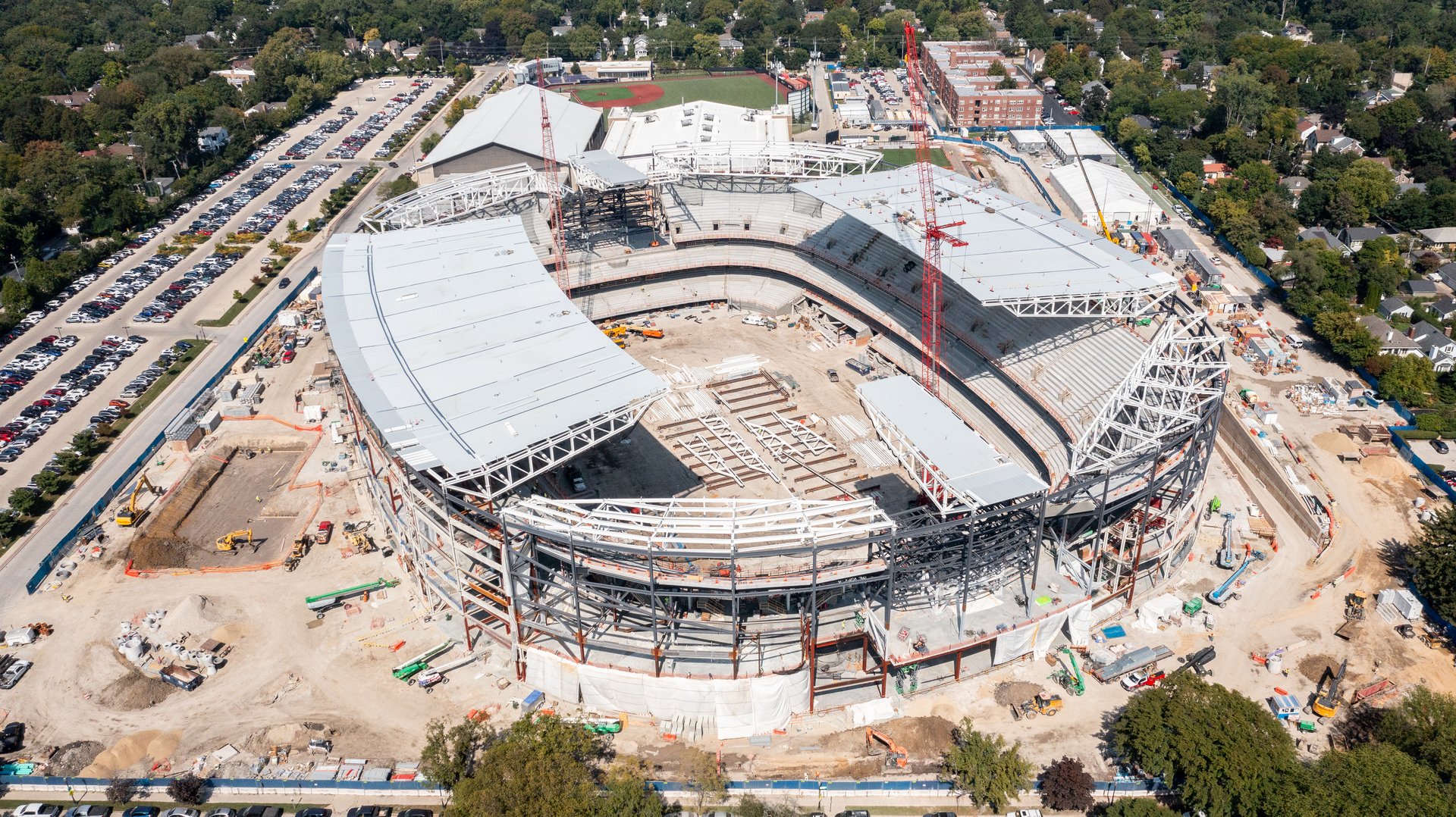 Evanston, IL, USA - September 18, 2025: Ryan Field is the home to the Northwestern University football team. The old stadium was demolished and the new stadium is expected to be completed in 2026.