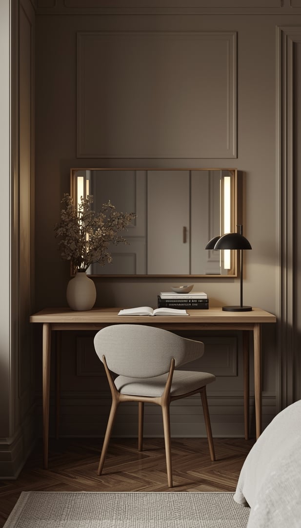 Kombinert sminkebord og arbeidsplass