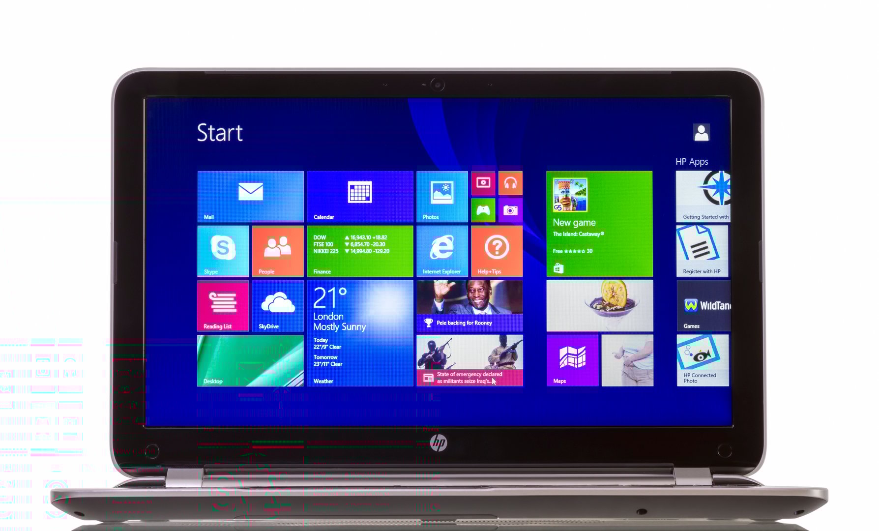 Galati, Romania - Junie 10, 2014: HP Pavilion 15-n230us Notebook PC (ENERGY STAR) with Windows 8.1, newest operating system from Microsoft.