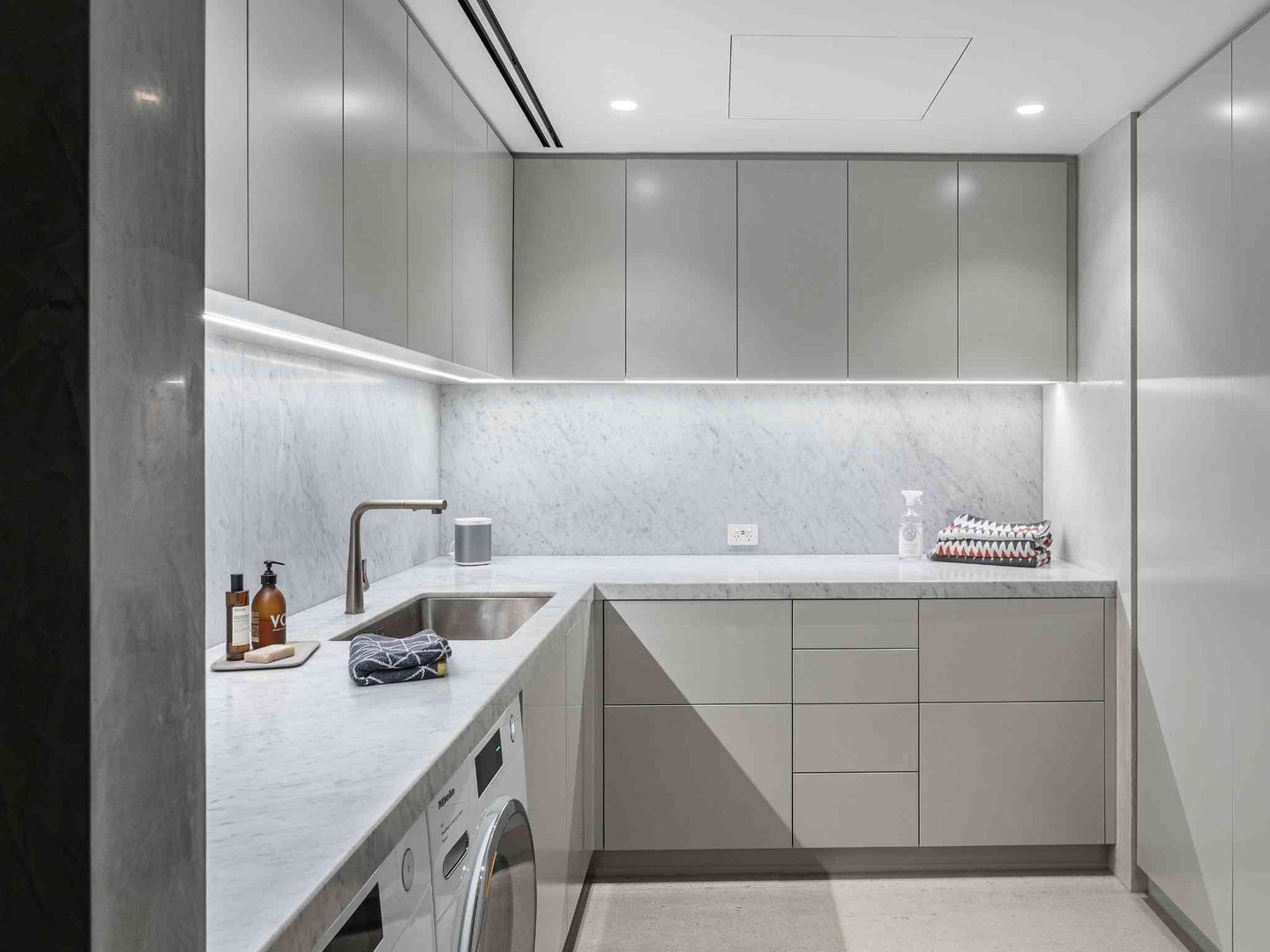 Modern kitchen with wooden cabinets and island