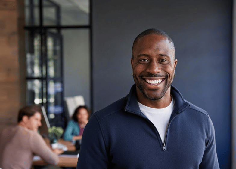 Professional man in leadership coaching setting