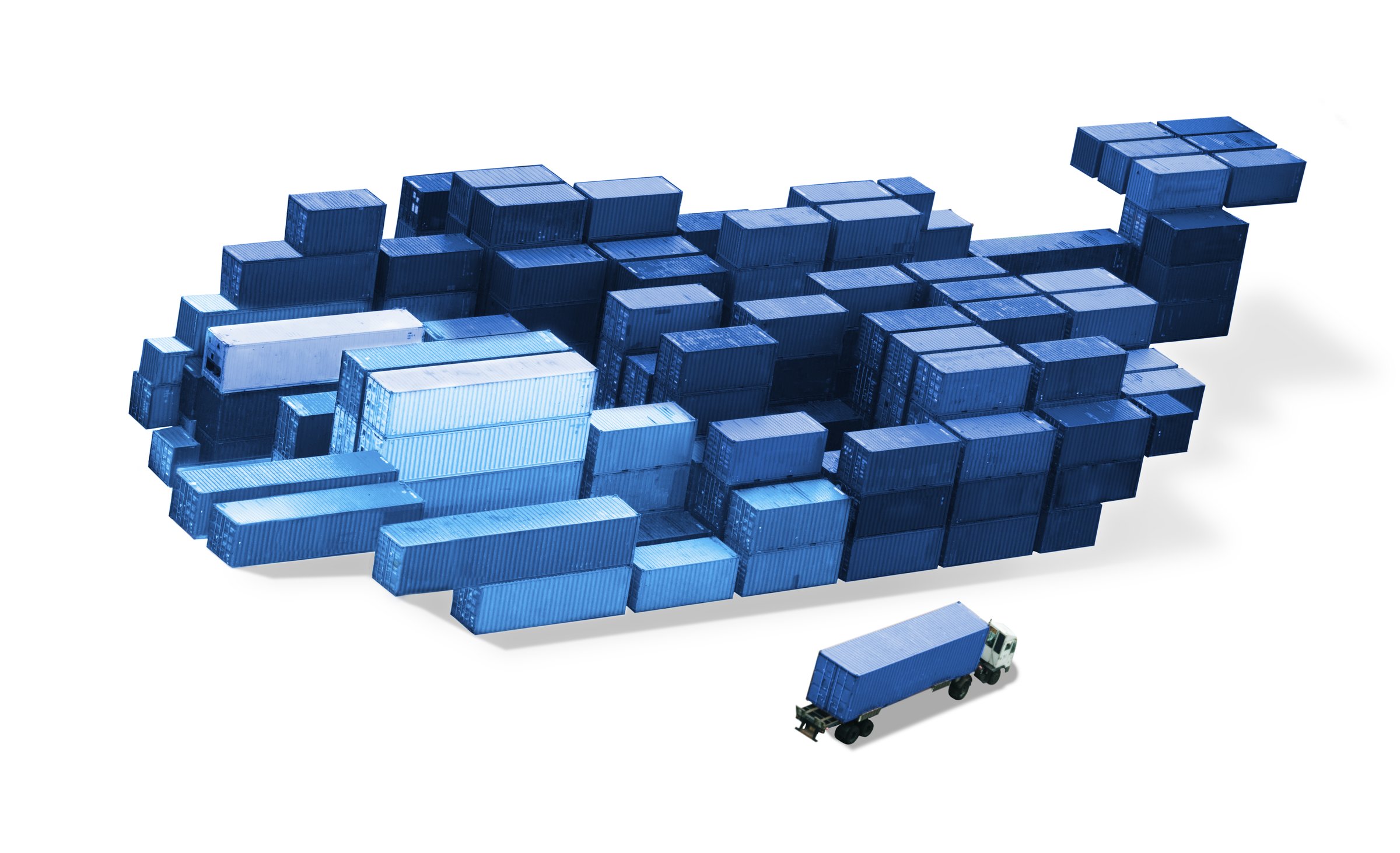 Whale made of containers Docker Kubernetes DevOps software operation and development concept isolated on white