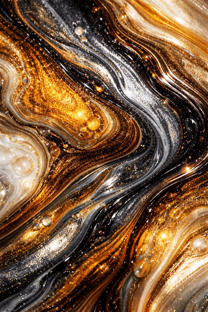 Metallic epoxy flooring with gold, silver and black colors