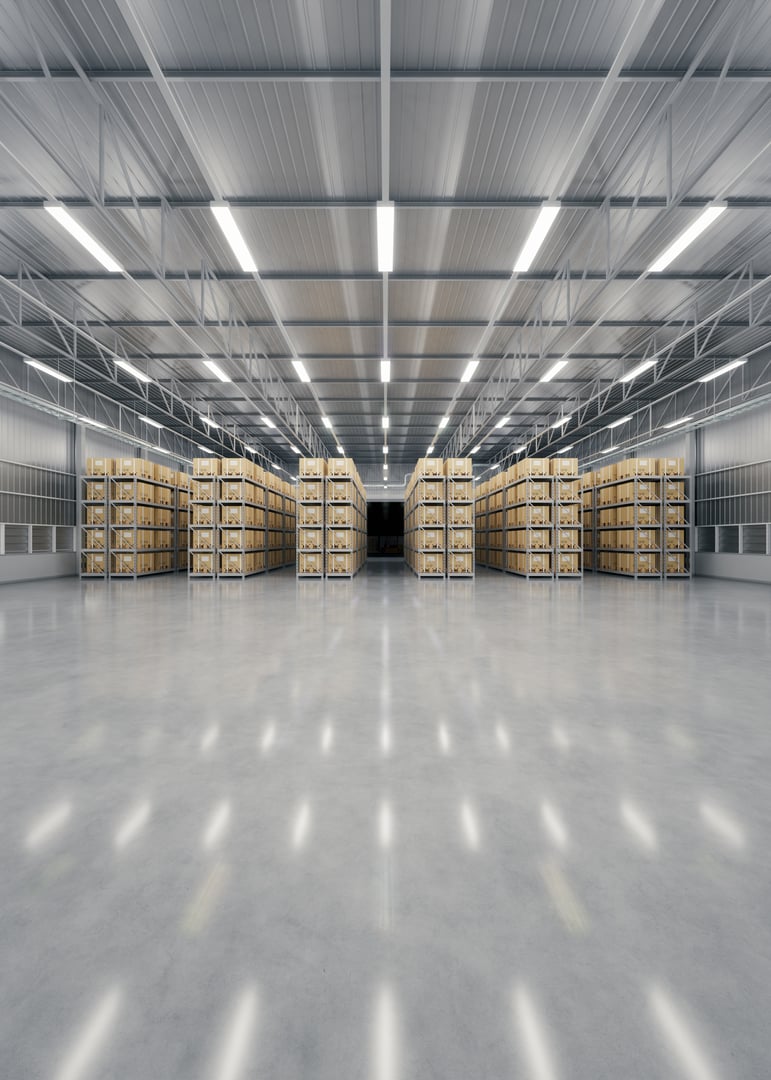 3d rendering of warehouse industry building interior