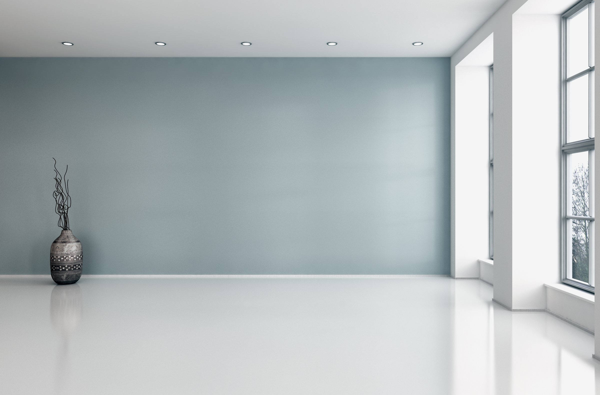 Modern bright bedroom interiors 3D rendering