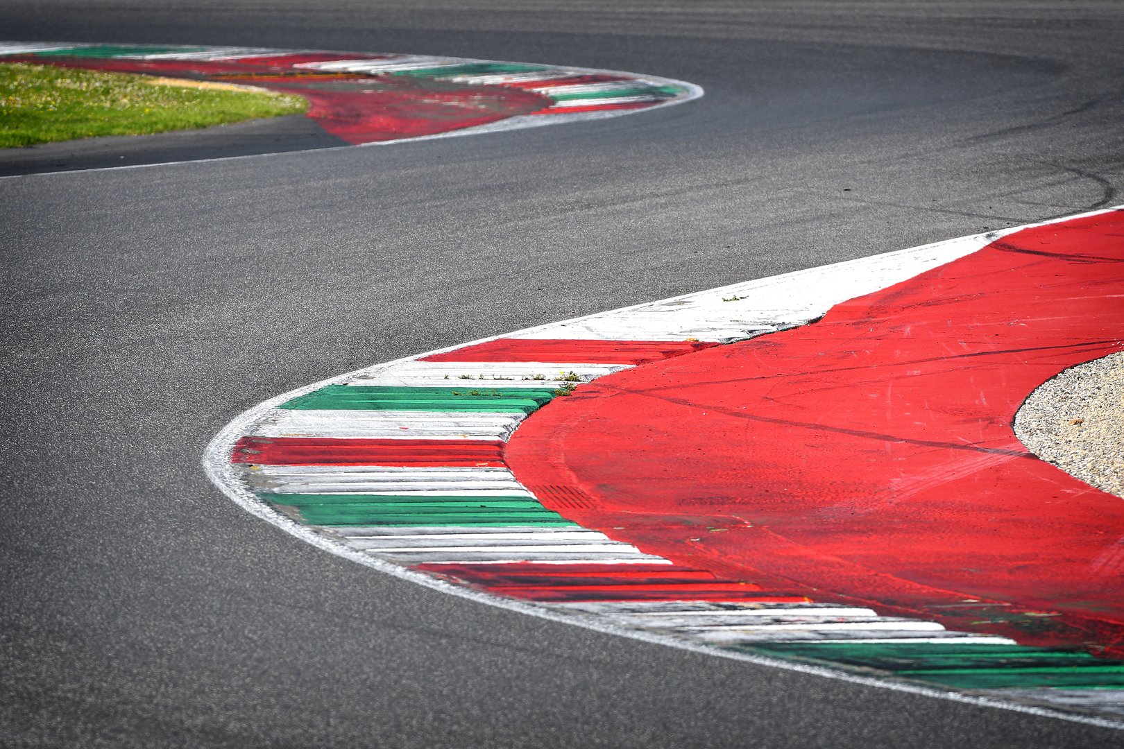 colored curb on a racing track