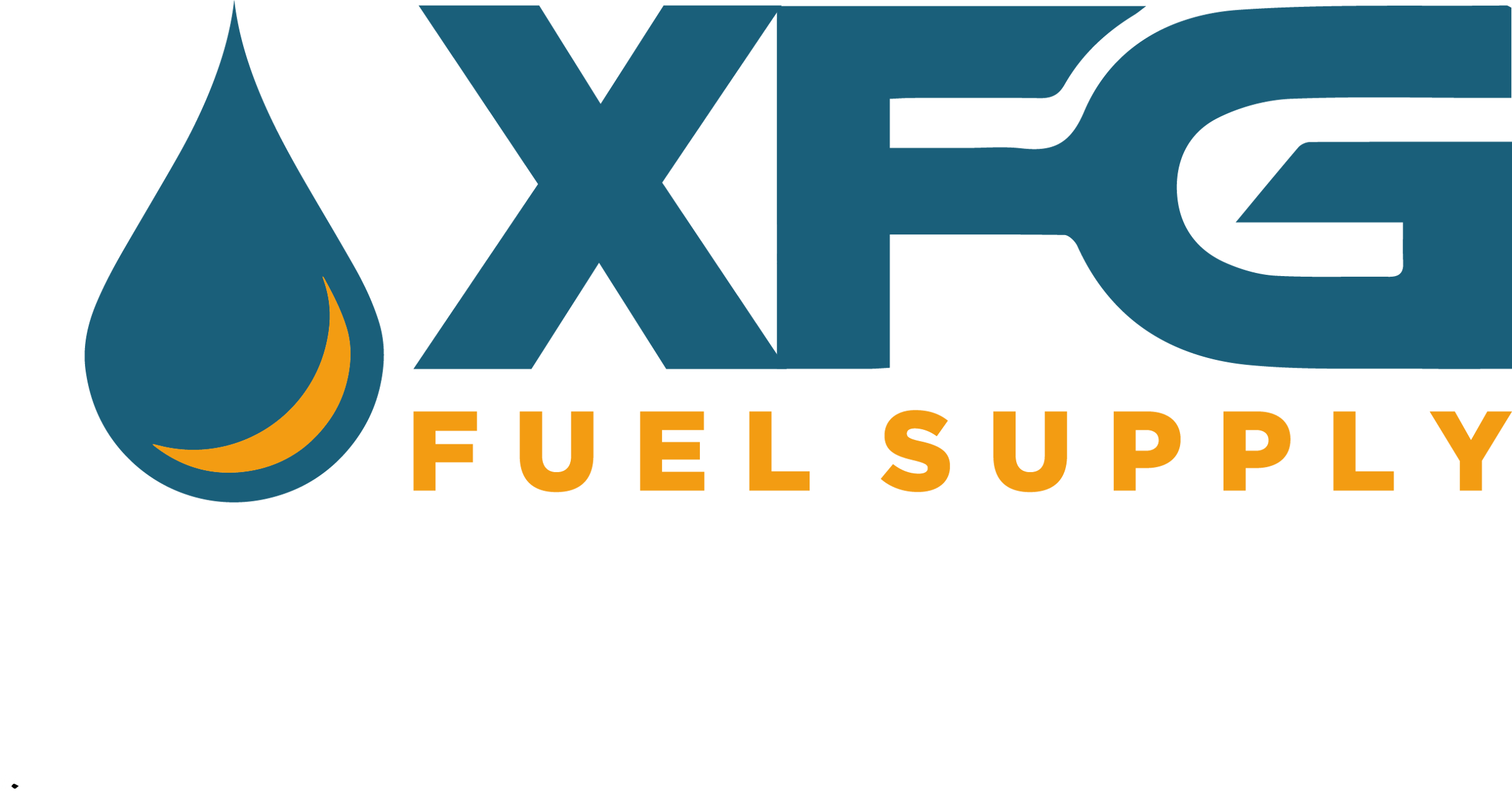 Logo of XFG Fuel Supply with a blue droplet and yellow crescent, featuring bold blue and yellow text.