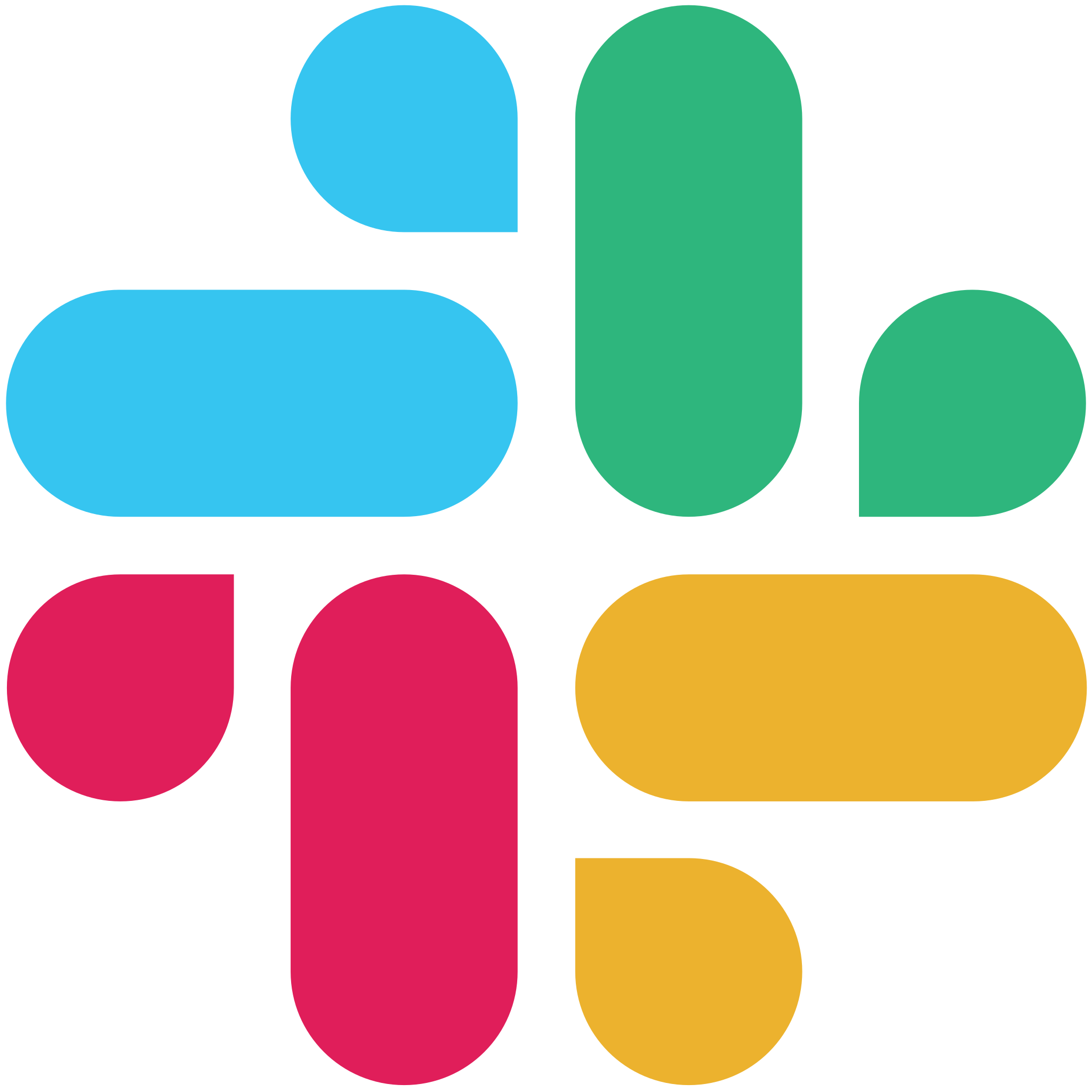 Colorful geometric shapes forming the Slack logo, with blue, green, yellow, and red segments.