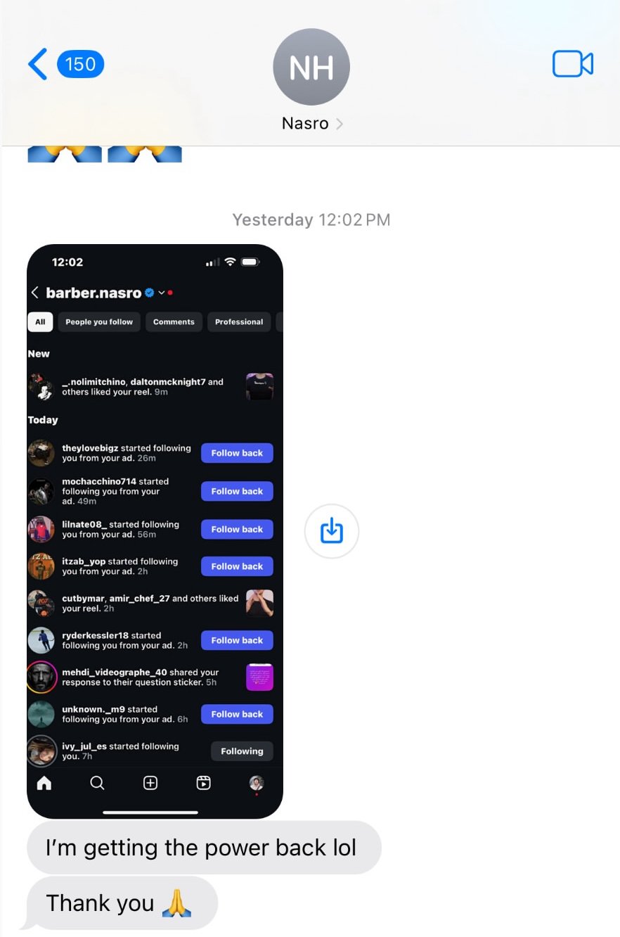 Client testimonial screenshot
