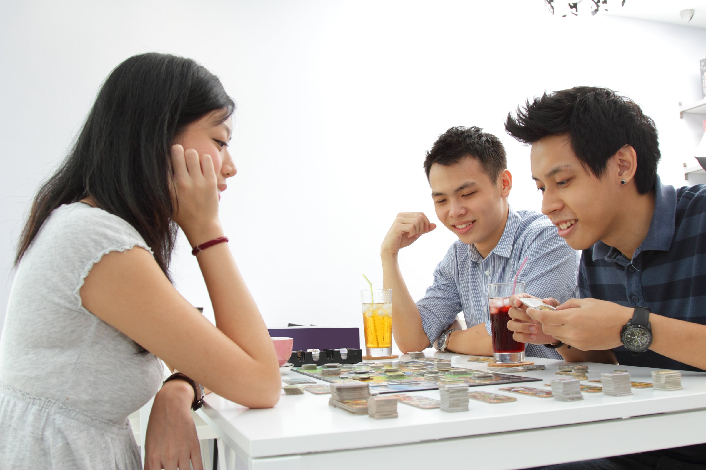Friends playing board games