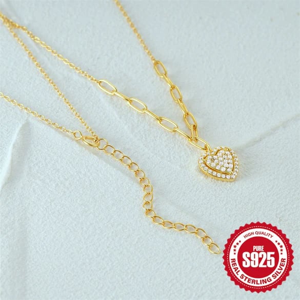 Collier cœur pêche zircon - vue détail du pendentif