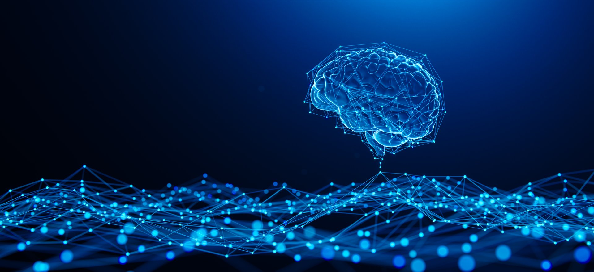 Digital Brain Hologram Hud. Artificial intelligence AI machine deep learning. Business Technology Internet Network Concept.