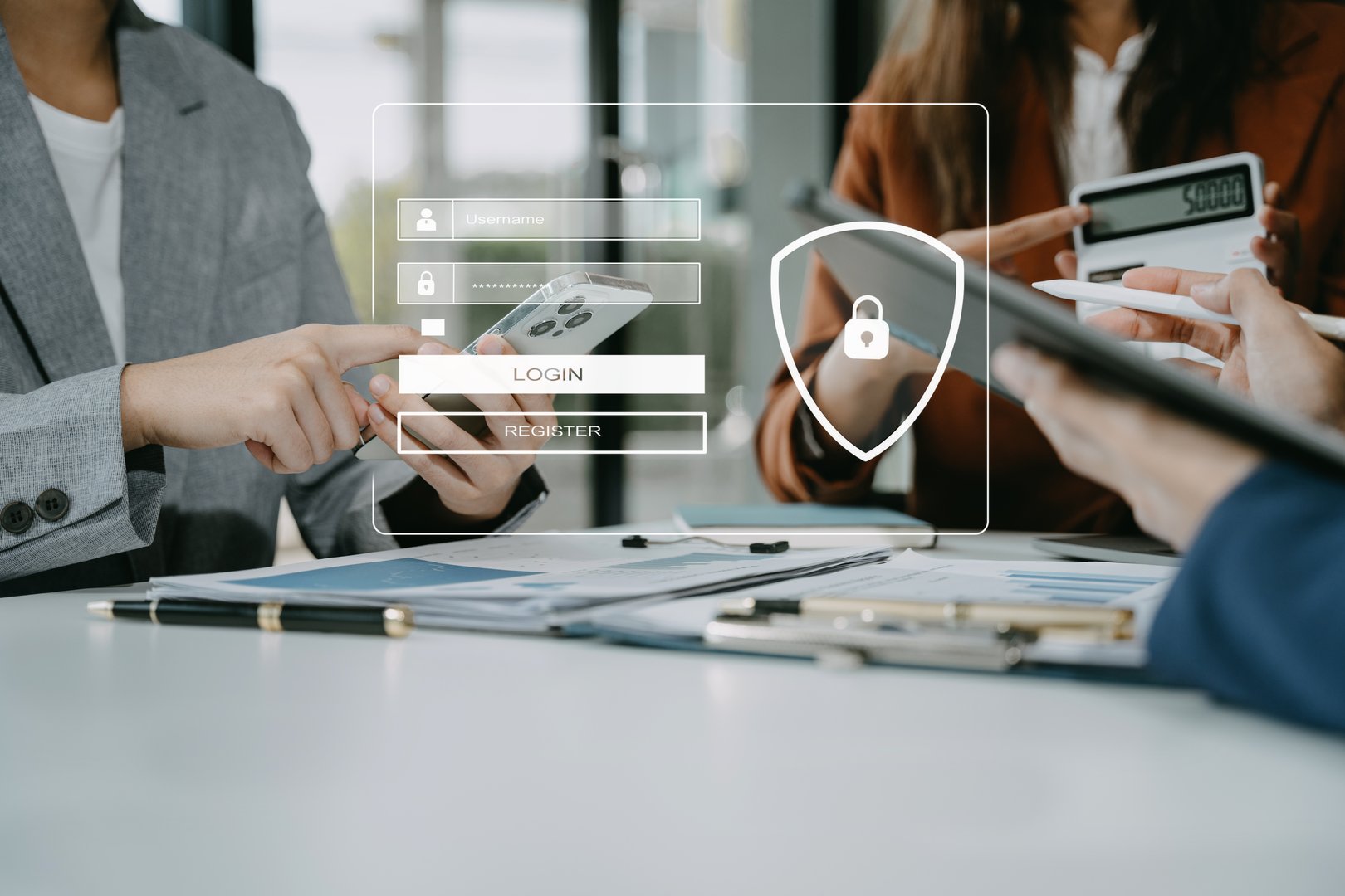 Network security system. Personal Data information on Tablet.Information and cyber security Technology Services. Cybersecurity and business data management concept.