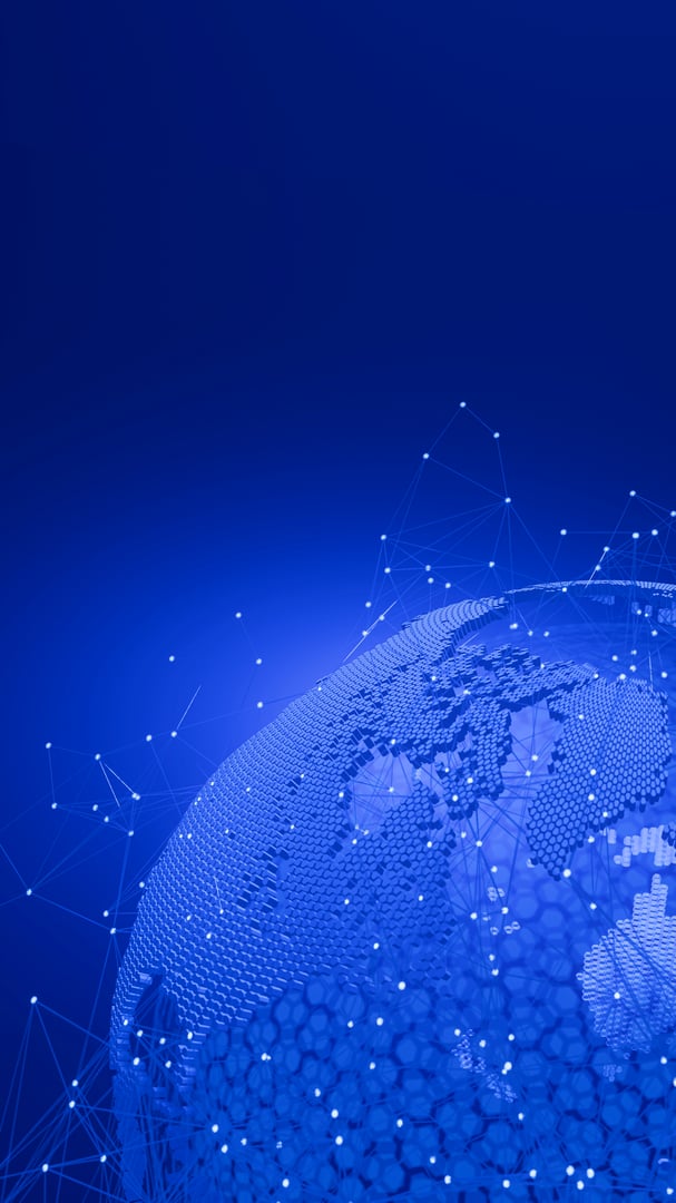 Background or Wallpaper technology. Global business internet network connection with plexus.Business global network technology background. Futuristic global network concept with glowing planet.