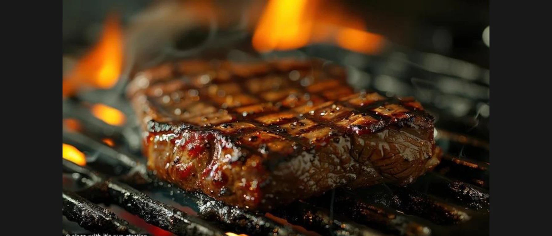Bife cocinándose en horno de brasa Malevo - Equipamiento profesional para cocinas de alta gama que demuestra las ventajas del fuego real