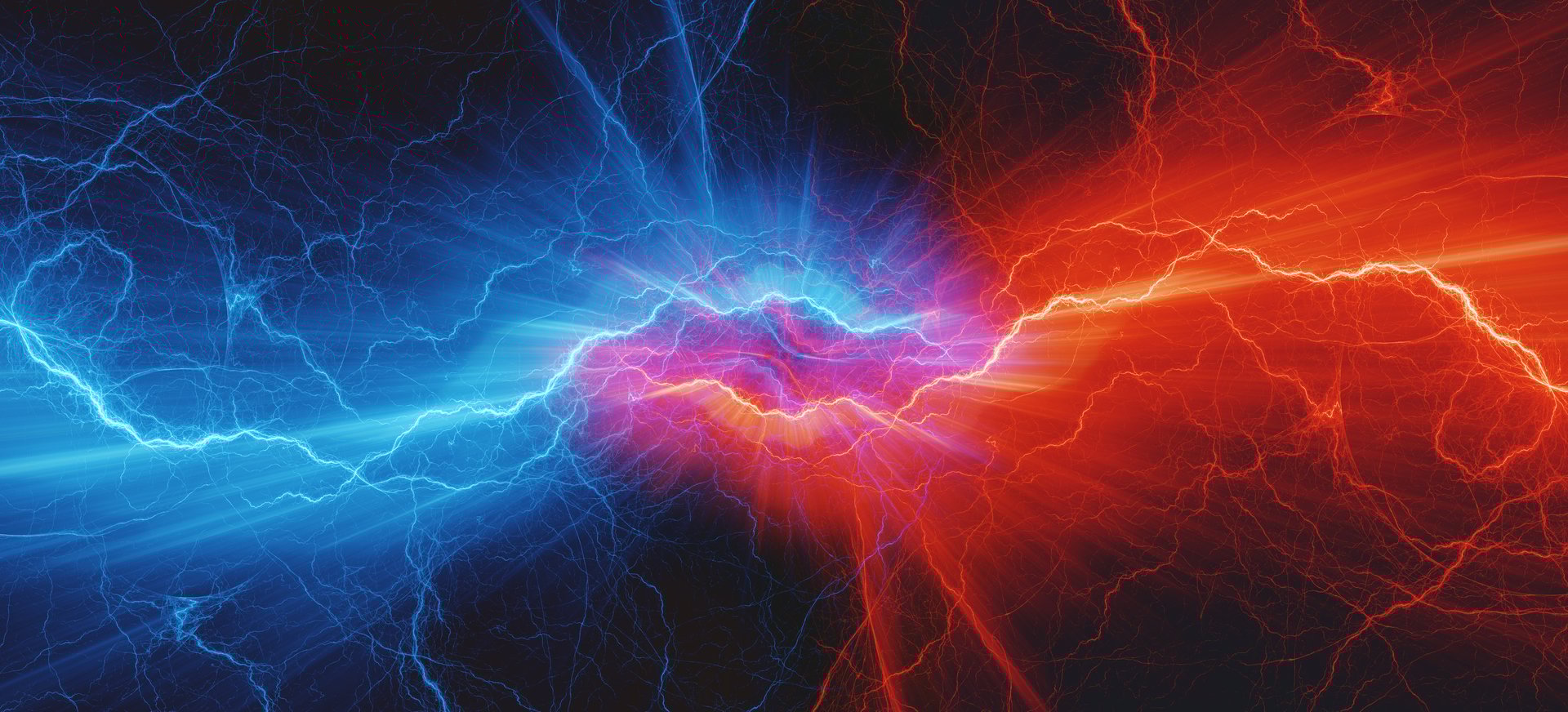 Red and blue lightning, abstract electrical background