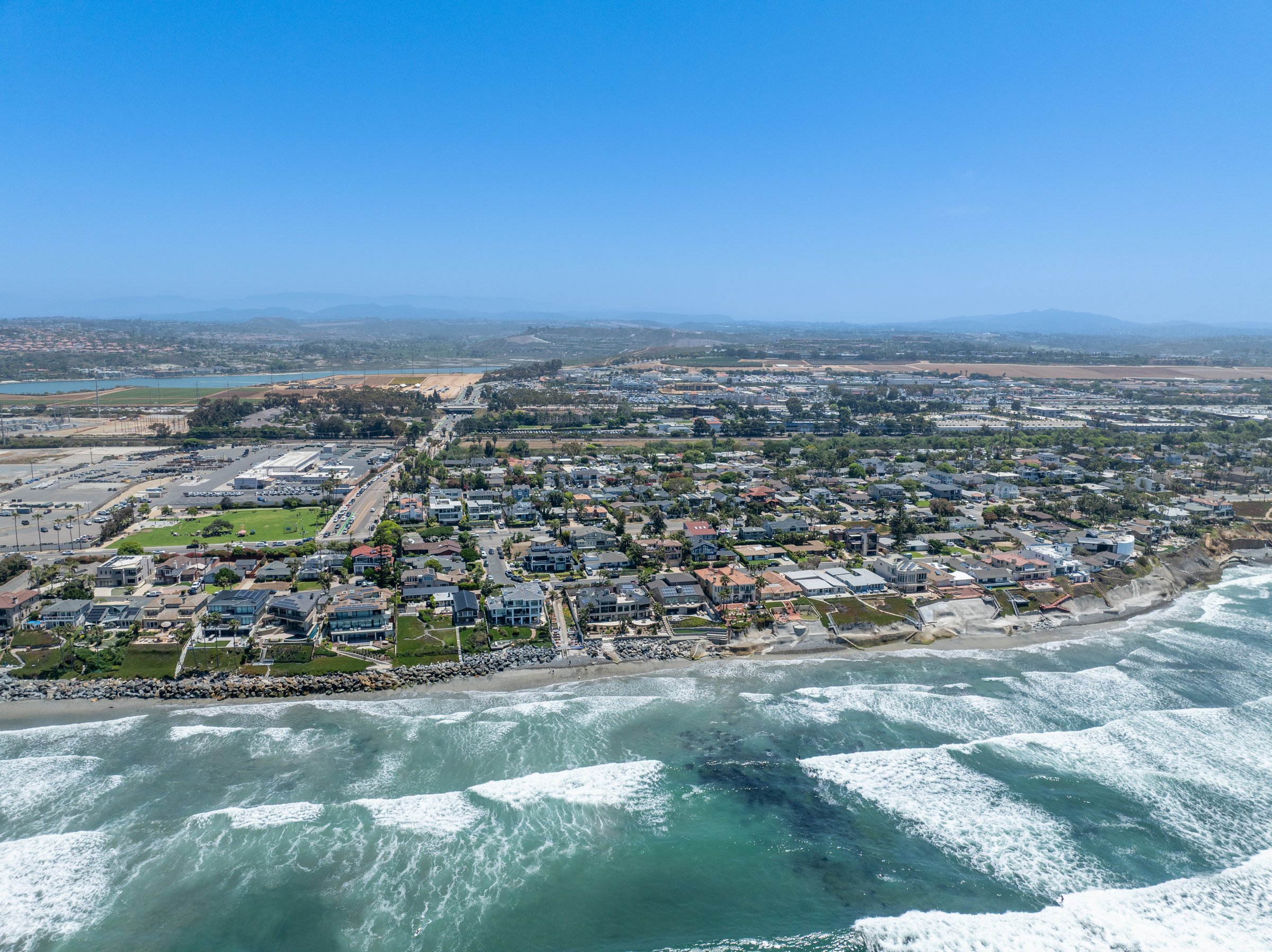 Aerial view of Carlsbad, Oceanside villas, holiday rentals in South California, San Diego, USA