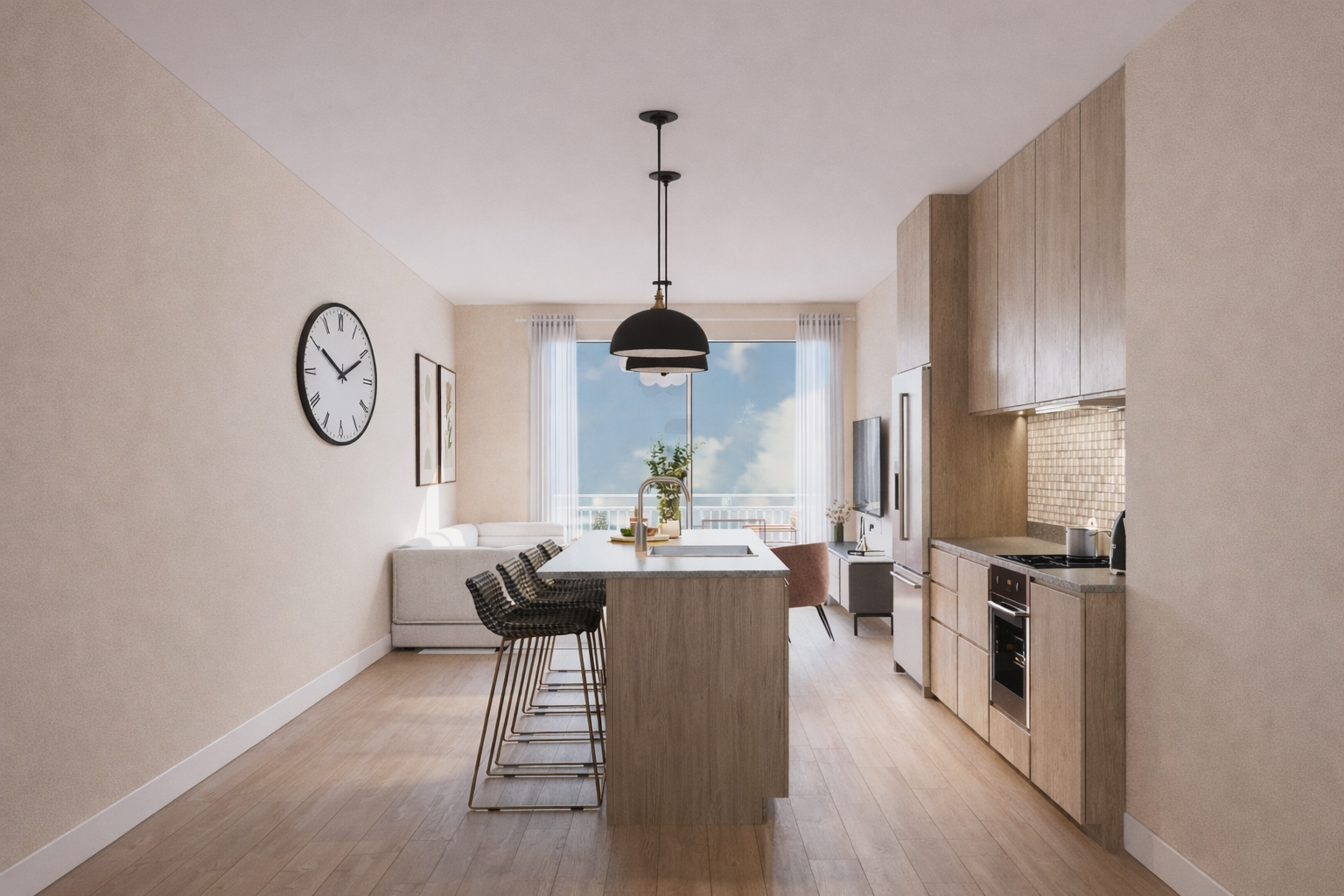 Type B kitchen and living room