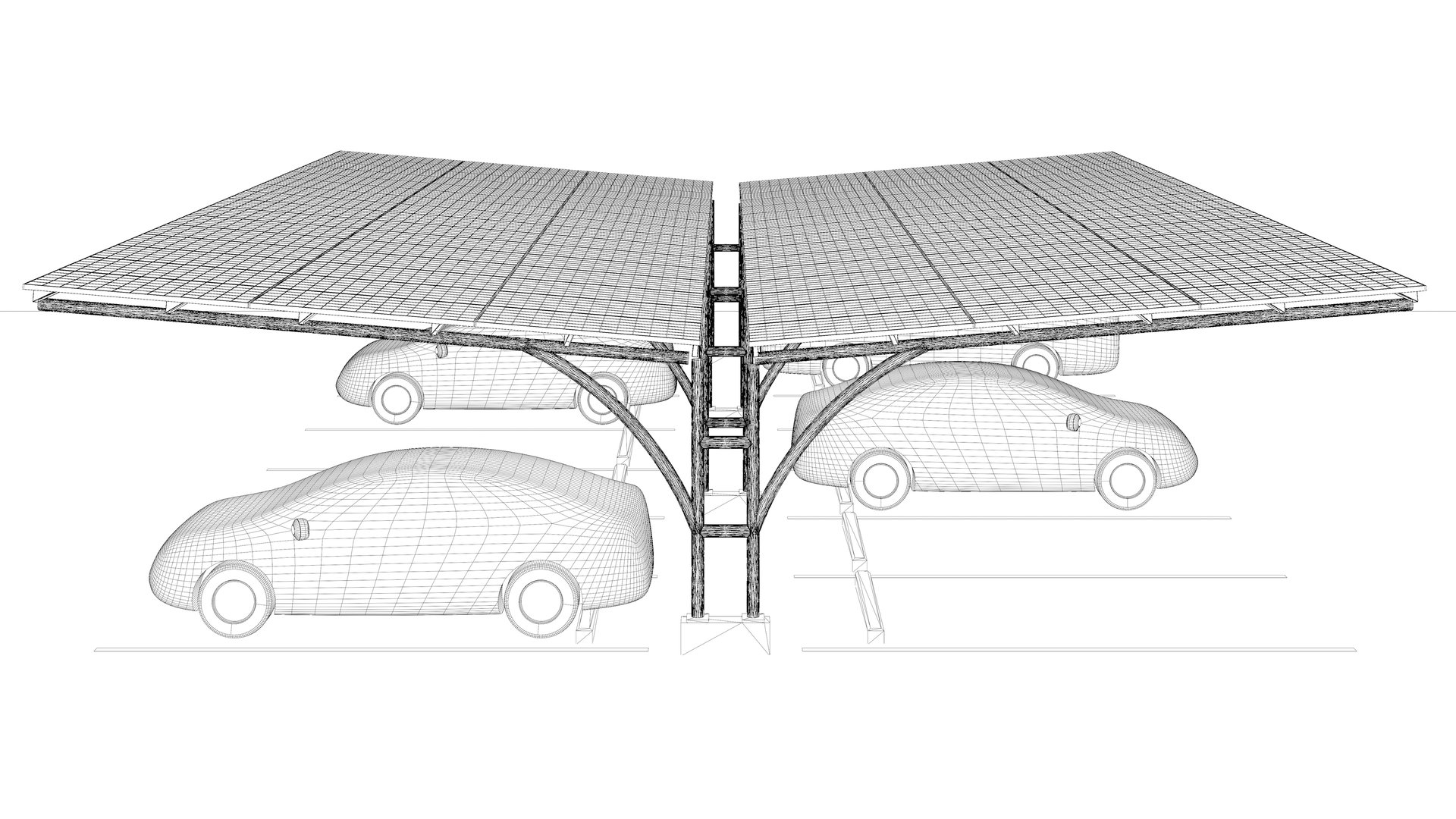 3D illustration of parking and carport