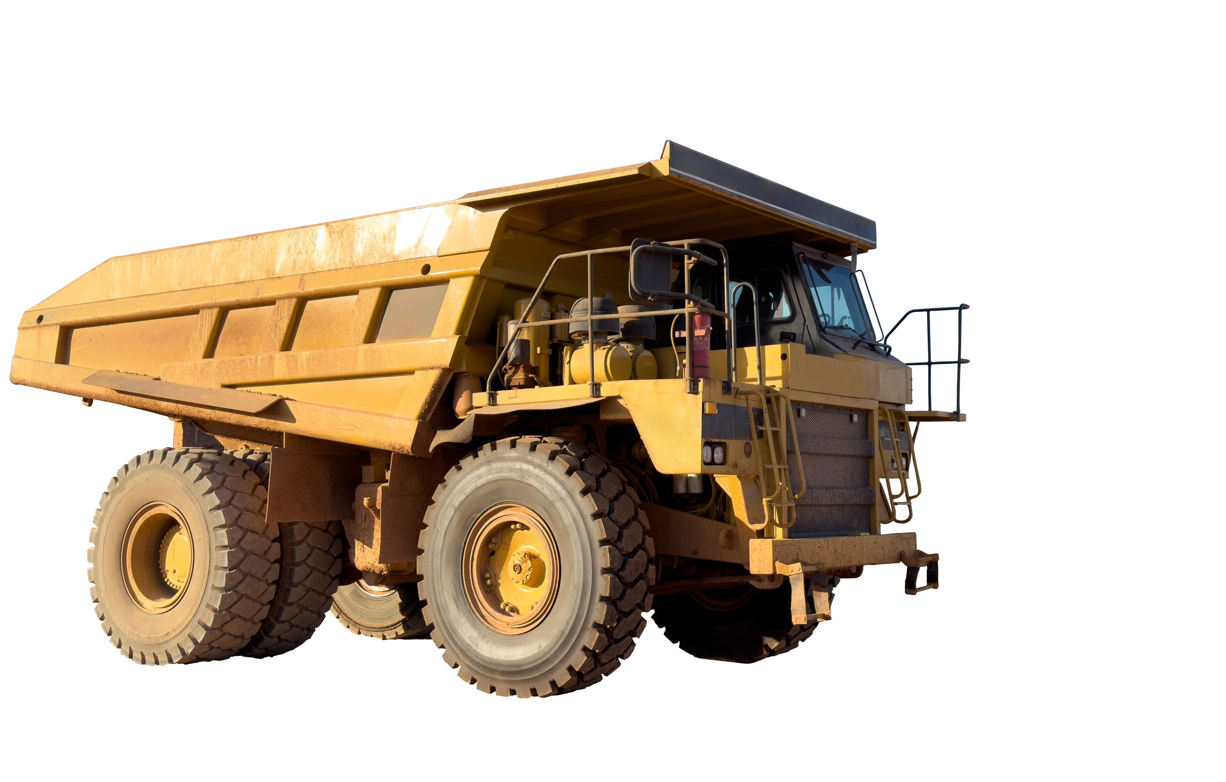 Mining truck isolated on white. Construction equipment, mining machinery. Haul truck isolated on white background. Mining civil works, Earthmoving. Off highway Trucks, Haul dump truck.