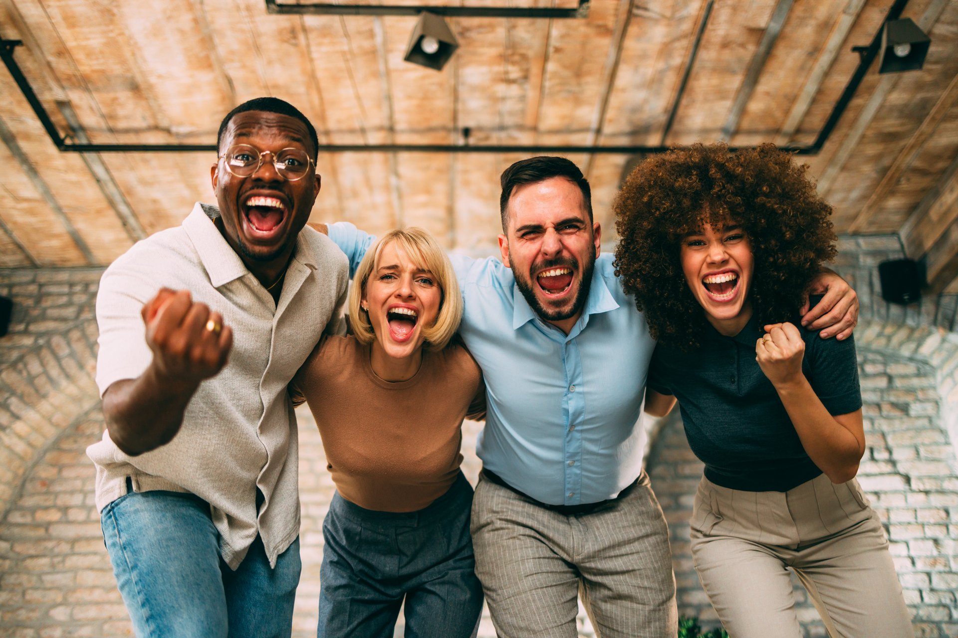 Diverse team celebrating success
