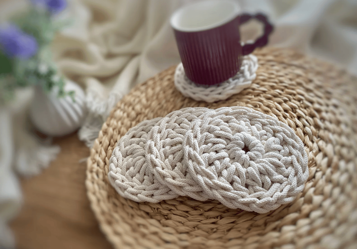 Podkładki pod kubek ze sznurka