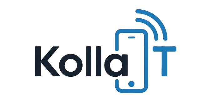 Logo featuring the word KollaT with a smartphone icon and signal waves integrated into the design.