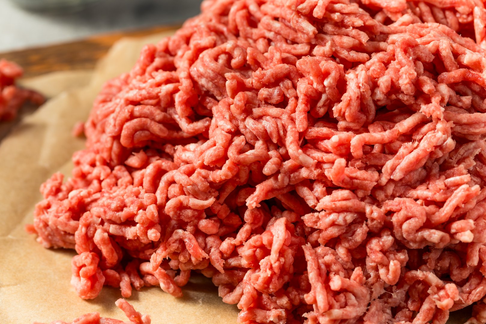 Organic Grass Fed Raw Chuck Ground Beef in a Pile