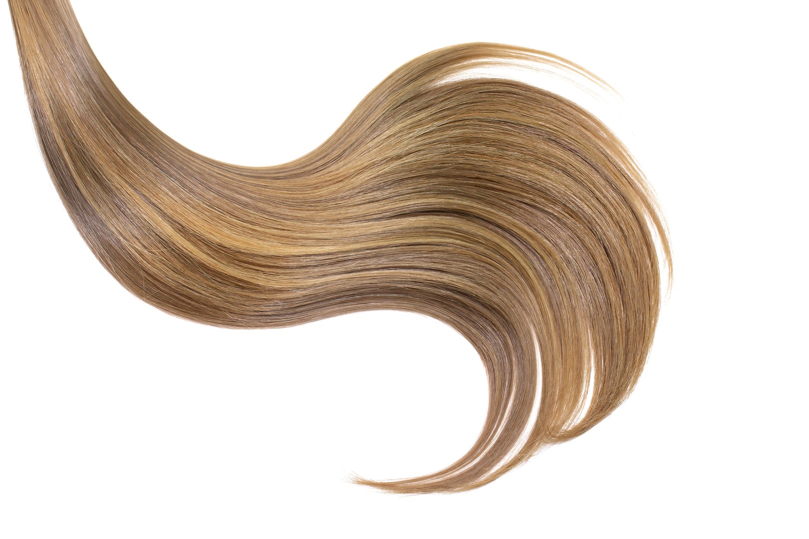 Curl of natural hair on white background