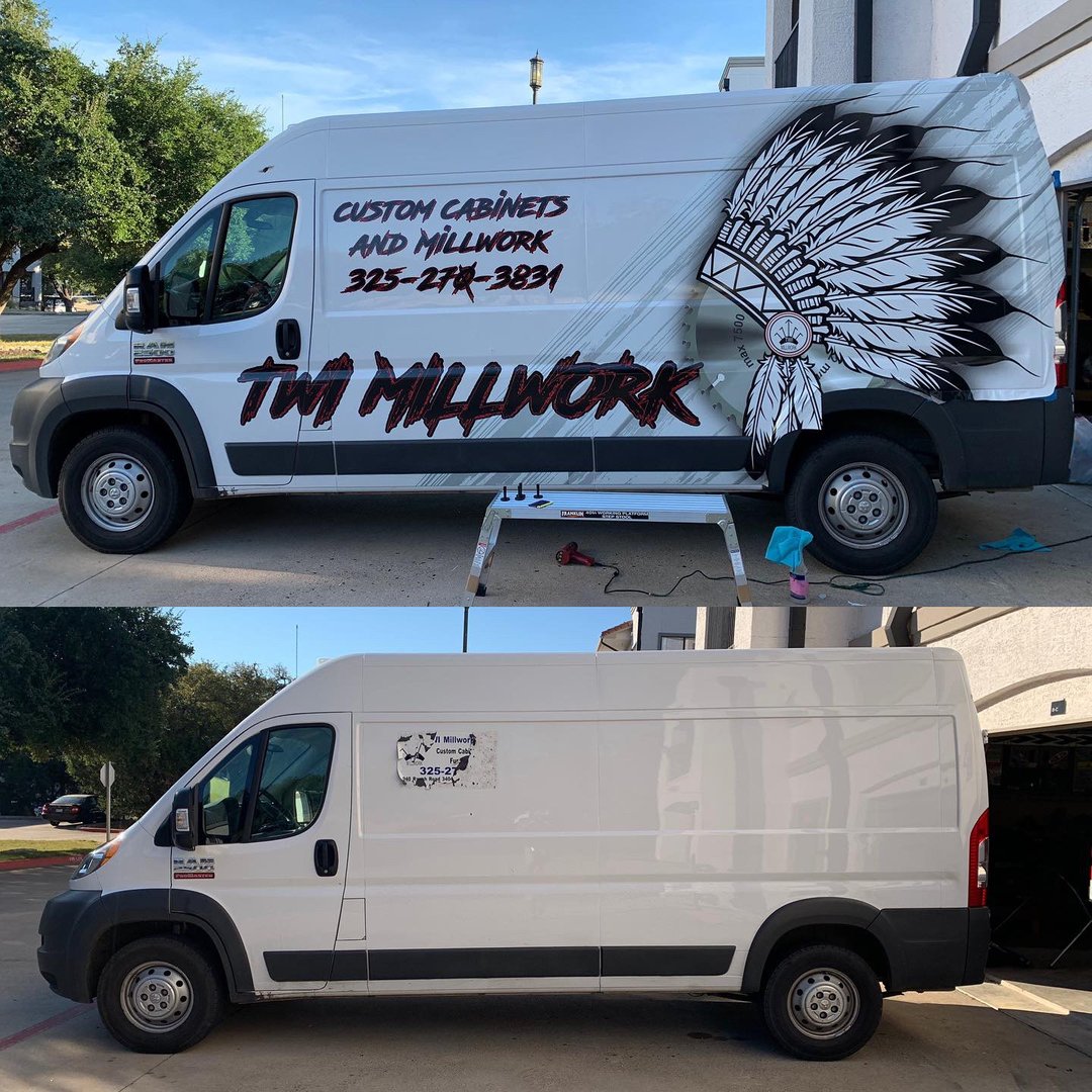 Vehicle transformation comparison showing professional modification work