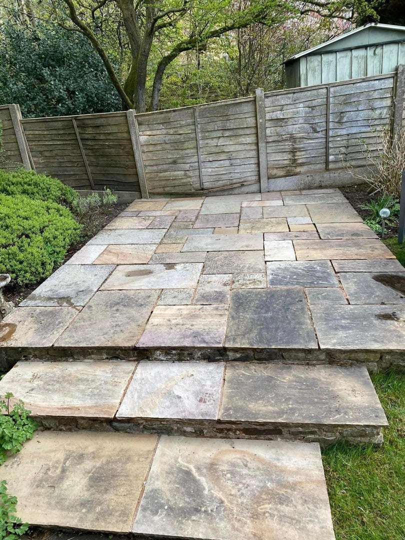 Patio before cleaning