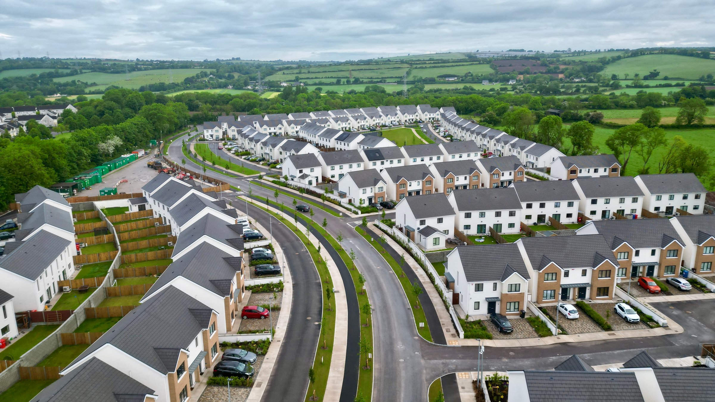 Newly built houses aerial view