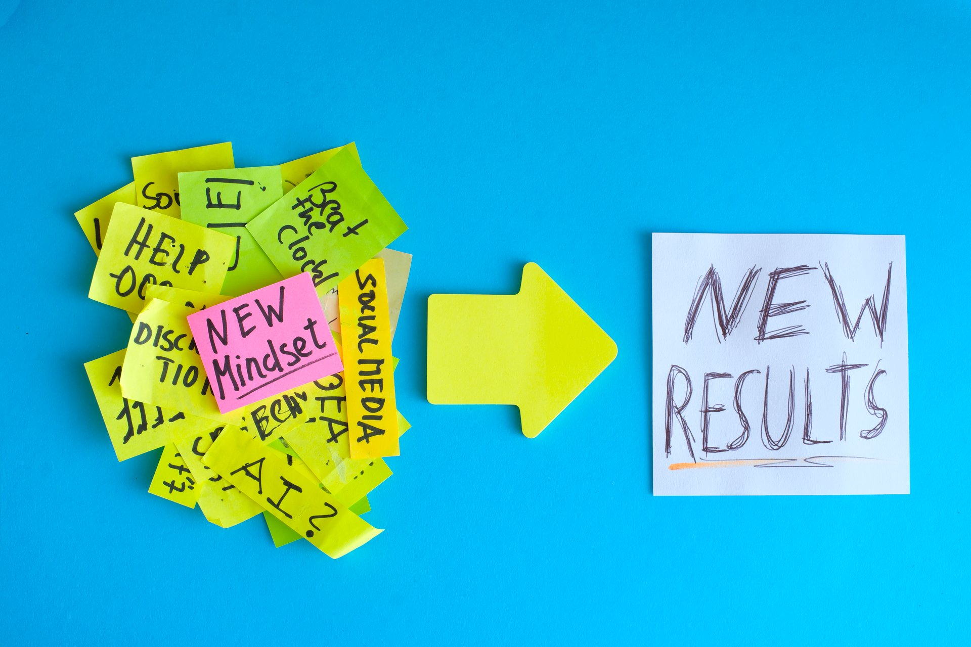 New Mindset New Results.Business concept,free copy space.