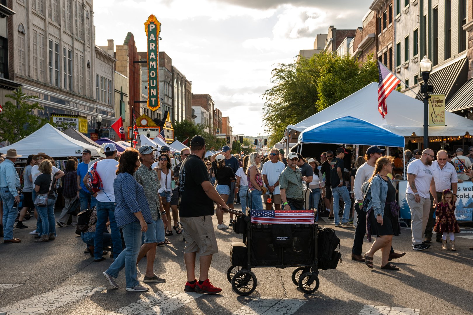 Bristol, VA, September 14, 2024. View down State Street showing the crowd at the 2024 Bristol Rhythm and Roots Reunion Music Festival.